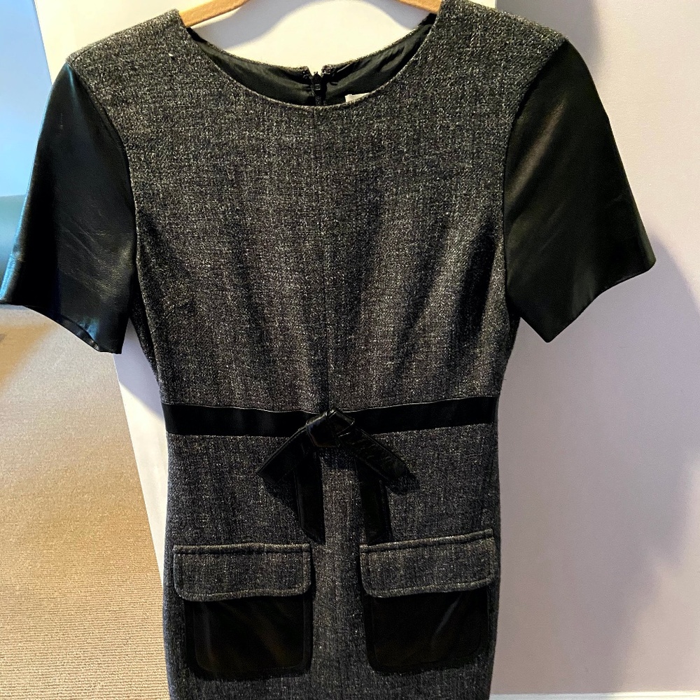 robert rodriguez black and grey leather dress